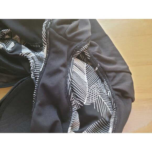 Time Tru Womens Swimsuit XL One Piece Black White Floral Mesh Plunge FLO335E - Picture 9 of 11